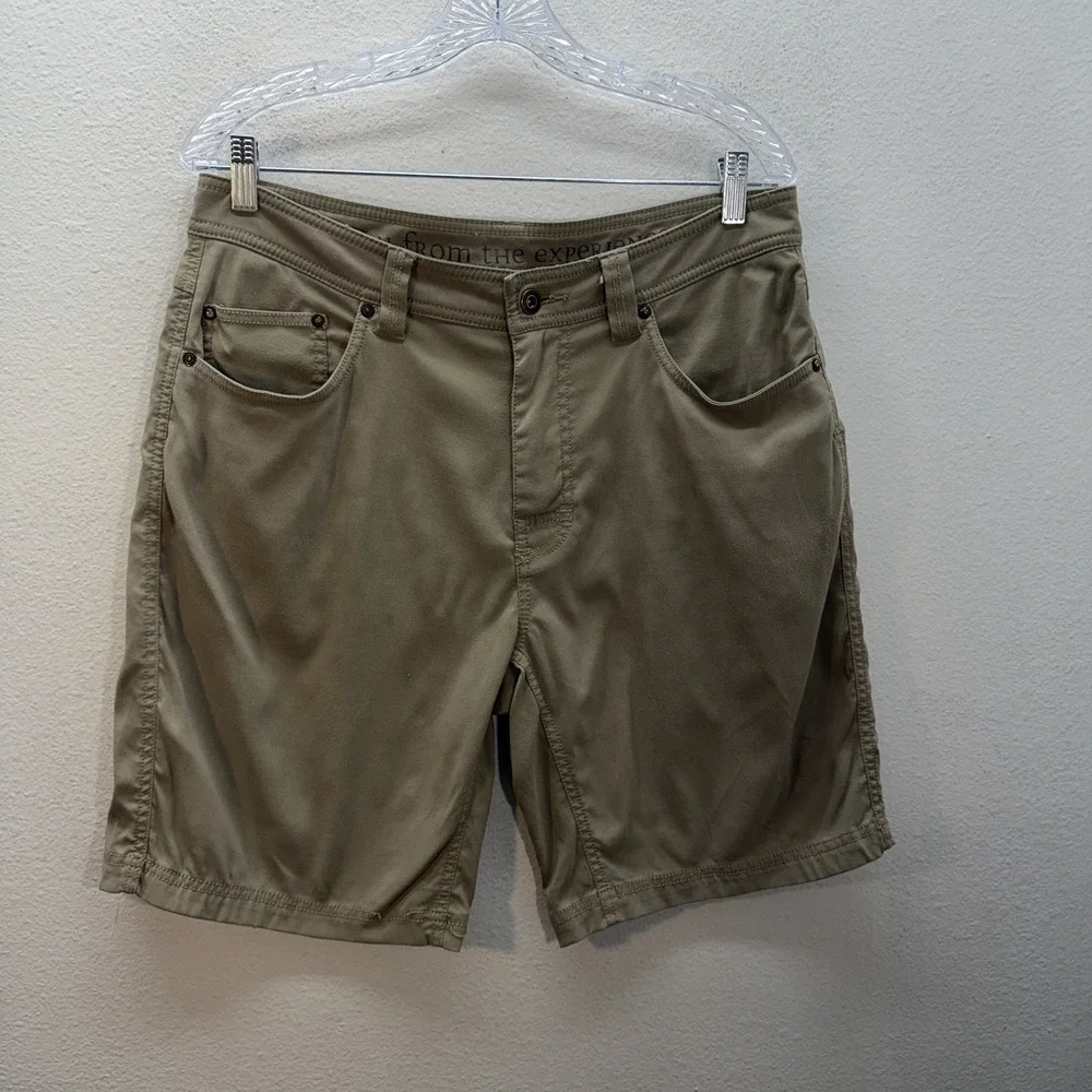 prAna Shorts Mens Beige Chino Stretch Brion Outdoor Hiking Trail Nylon 33x9
